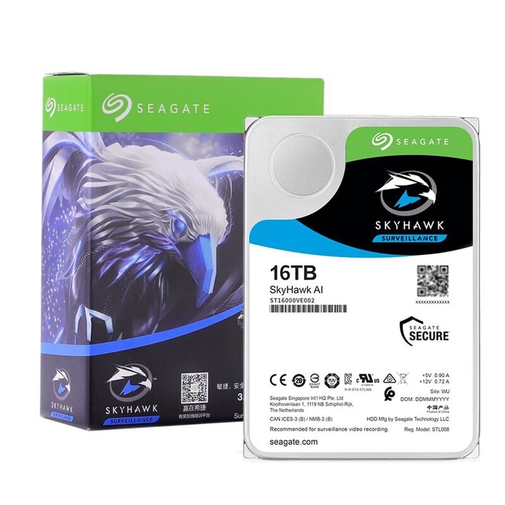 Seagate SkyHawk AI ST16000VE002 16TB SATA hard drive — main view