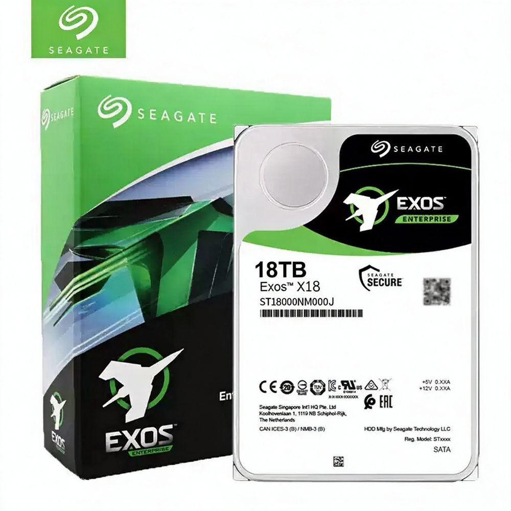Seagate Exos X18 ST18000NM000J 18TB SATA hard drive — main view