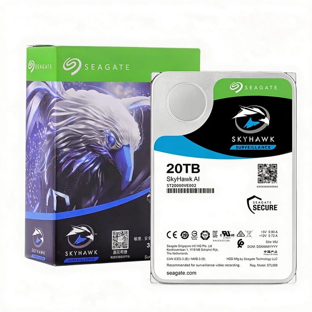 Seagate SkyHawk AI ST20000VE002 20TB SATA hard drive — main view